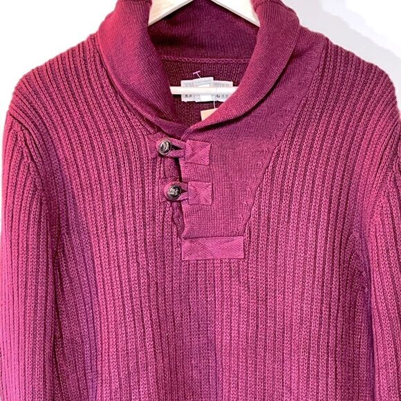NWT Duluth Trading Co High Neck Infantry Maroon Sweater Cotton Wool Blend Mens M - Picture 4 of 8